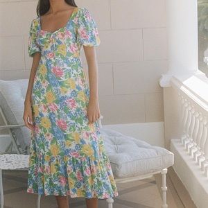 Faithfull the Brand Gabriela Midi Dress in Traina Floral Print